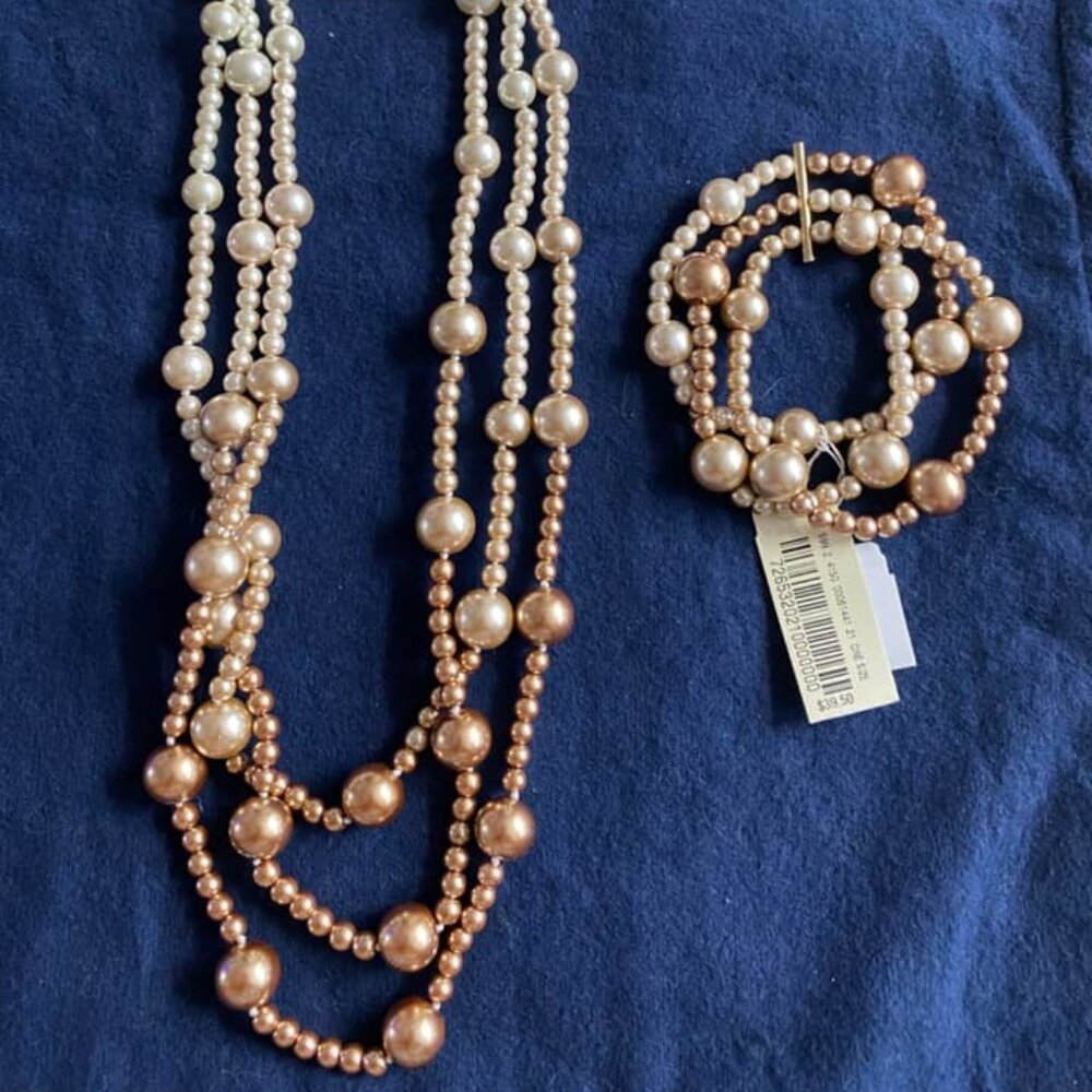 Brooks Brothers Pearl Necklace & Bracelet "NEW"